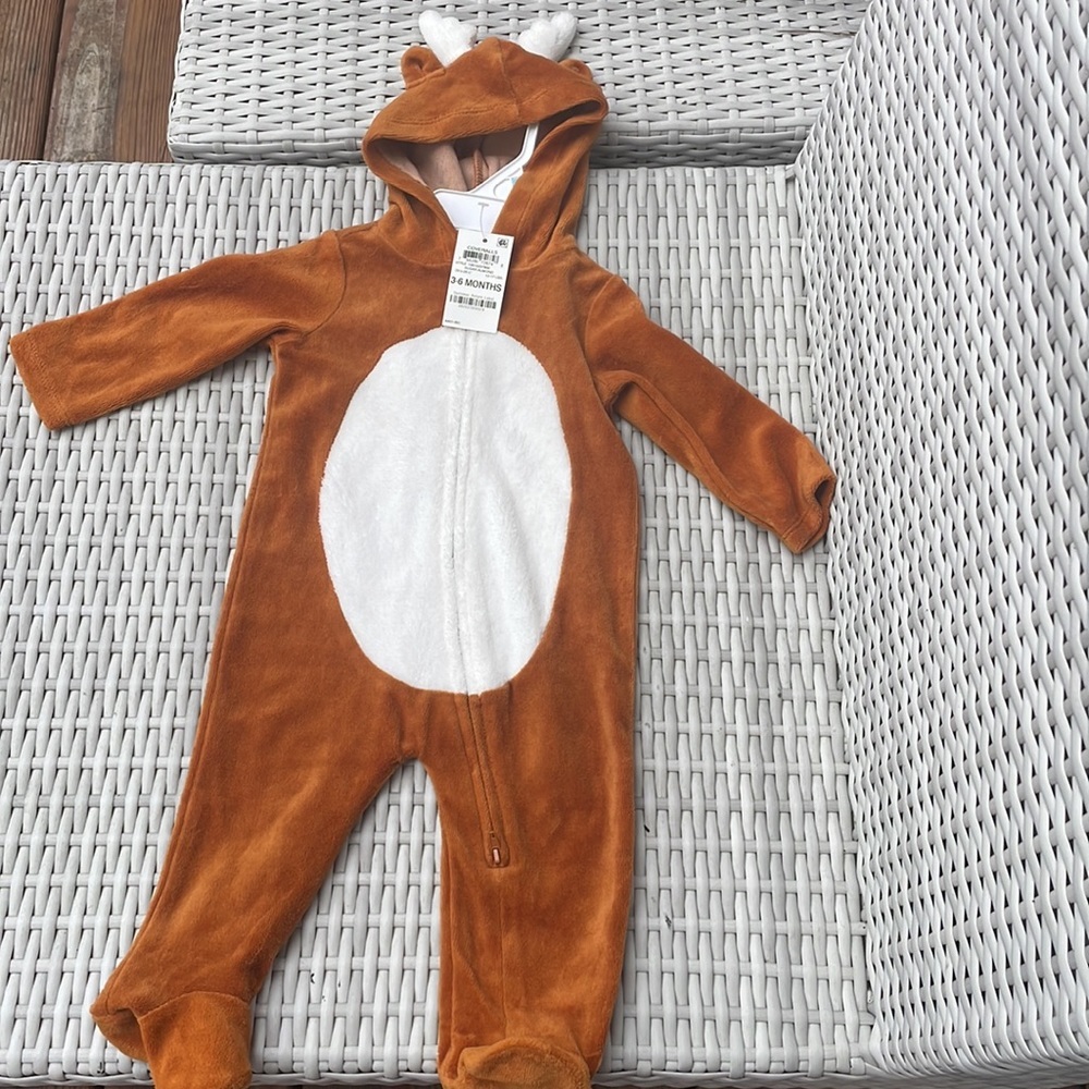 NWT- Reindeer Costume/ Romper w/ Attached Hood SZ 3-6Months